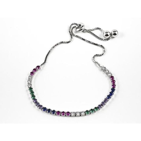 Elegant Multi Color CZ Thin Draw String Bracelet - Picture 1 of 1